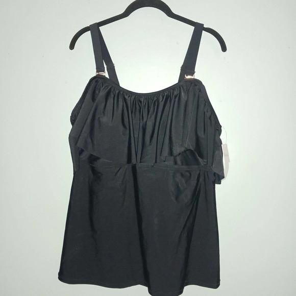 Raisins Curve Other - Raisins Curve Womens Plus Size Alicante Solids Tortuga Tankini Top Black 20W